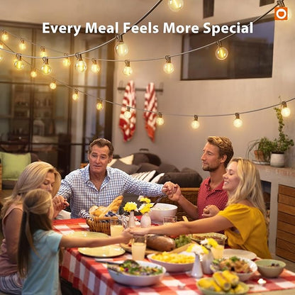 addlon Outdoor String Lights 50FT G40 with Remote, 27 LED Shatterproof Bulbs, Dimmable Patio Globe Lights Waterproof, Hanging Outside Lighting for Backyard, Garden, Deck, Balcony, Porch, Café, Decor