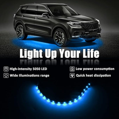 XT AUTO Ice Blue 12v 15 Led 30cm Car Flexible Waterproof Underbody Light Strip Pack of 20