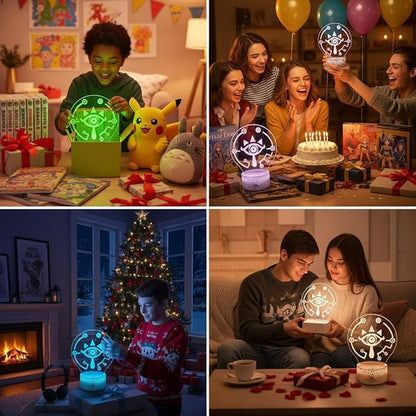 3D Night Light, 16 Color Changing Cartoon USB Desk Lamp, Crest of Hyrule Illusion Lighting with Remote Control for Home Decor Gift for Kids. (3)