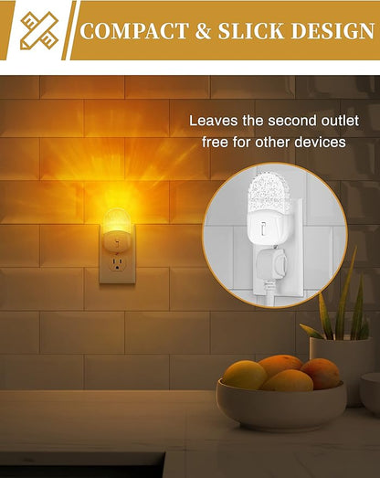 DORESshop Night Lights Plug Into Wall [2 Pack], Amber Warm Night Light, 1800K, Dusk to Dawn Sensor, Adjustable Brightness LED Night Light for Bathroom, Hallway, Stairway