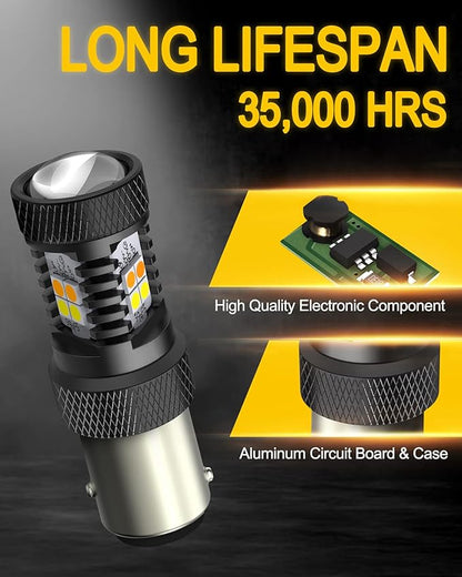 AUXITO 1157 Switchback LED Turn Signal Light Bulbs 2057 2357 7528 BAY15D P21/5W White/Amber Dual Color LED Bulbs with 3030SMD Chipsets for Turn Signal Blinker Parking Daytime Running Tail Lights