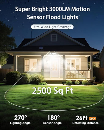 CLAONER Solar Outdoor Lights Motion Sensor 3500LM 288 LED Security Light with Remote Control IP67 Waterproof 4 Heads Flood Lights (6 Pack)