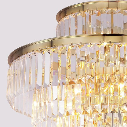 Gold Modern Crystal Chandelier Pendant Ceiling Lights Chandeliers Lighting Fixture for Dining Living Room Foyer Hallway 12-Lights (Dia 24 Inch)