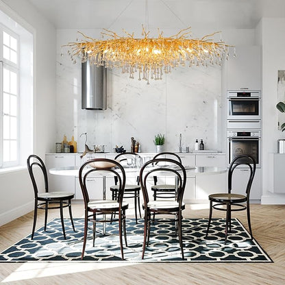 63in Modern Chandeliers, Tree Branch Chandelier Raindrop Crystal Pendant Light Fixtures, Gold Finish Chandeliers Light for Dining Room, Entryway, Living Room, 15-Light