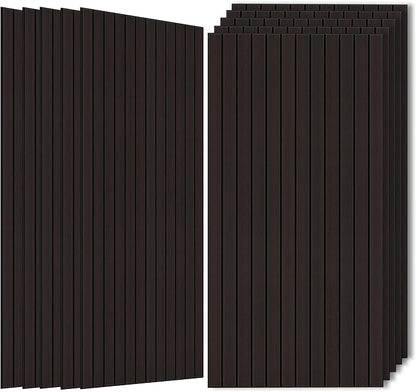 Wood Veneer Sound Panels, 10 Pack 47.2”x23.6” Wall Panels, Decorative Acoustic Panels for Walls, for Office,Home Theater,Studio,Living Room,Ebony