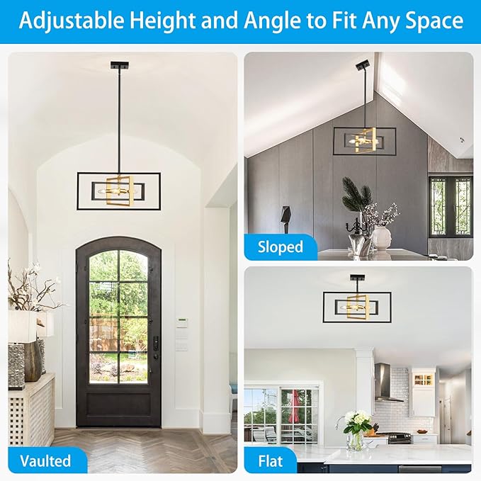 XINGQI Brushed Nickel Chandelier 22" Modern Pendant Light Fixture Ceiling 5-Lights Large Geometric Chandeliers for Dining Room Living Room Kitchen Island Bedroom