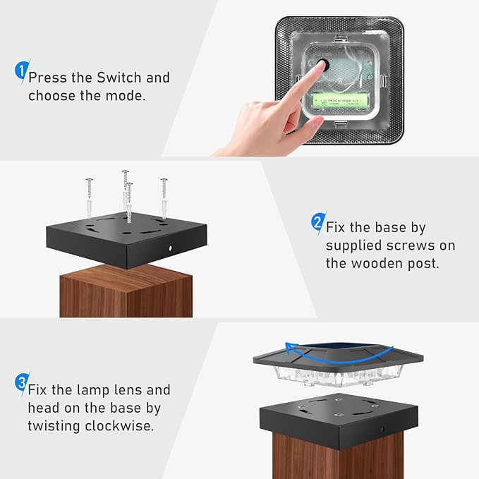 Peasur 4x4 Solar Post Cap Lights RGB Color Changing, 20 Pack Outdoor LED Fence Light Solar Powered Waterproof, Wood/Vinyl Posts Top Lights for Outside Deck Yard Garden Patio