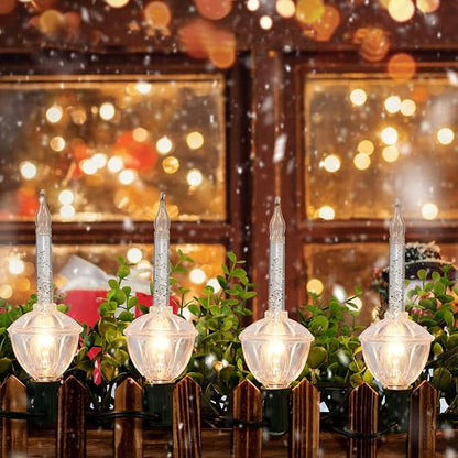 Oviejo Silver Bubble Lights for Christmas Tree,8.8Ft Vintage Bubble Lights with 10 Clear Silver Glitter Bulbs(1 Spare), C7 Christmas Bubble Decoration for Indoor Outdoor Patio Porch Tree Party Decor