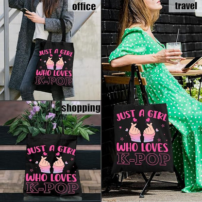 K-Pop Gift Tote Bag for Kpop Music Lover Korean Drama Canvas Tote Bag Gift for K-Pop Lover, Double-Sided Print Bags