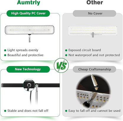 Aumtrly Plant Lights for Indoor Growing, Full Spectrum Grow Light 3 Pack with Base, 26 Inch Height Adjustable LED Grow Lamp with 6/12/16H Timer, 5 Dimming Levels, Ideal for Seeds Starting