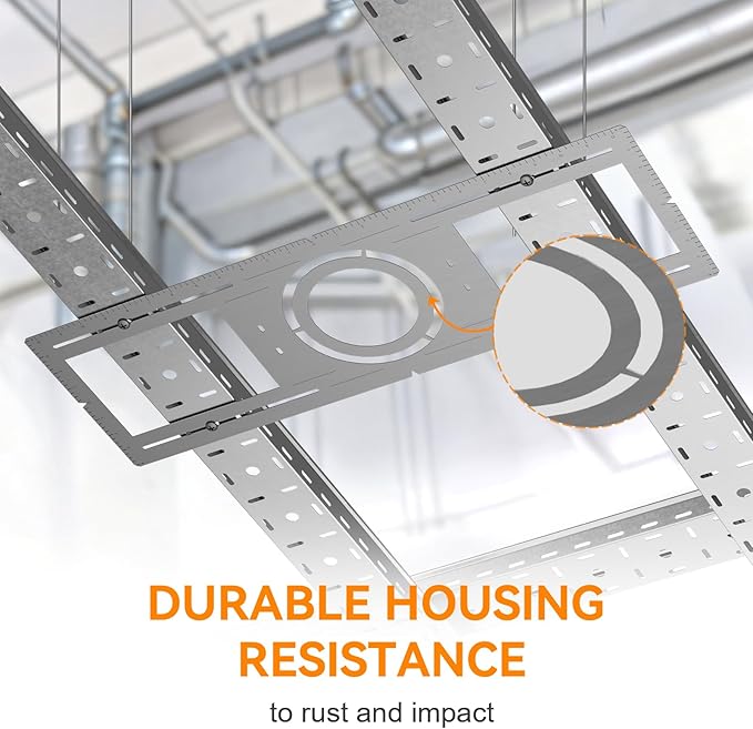 Elaruslux New Construction Mounting Plate with Round Hole - 4/6 Inch Flat Steel Rough in Wafer Light Bracket, LED Recessed Lighting Housing, 48 Pack