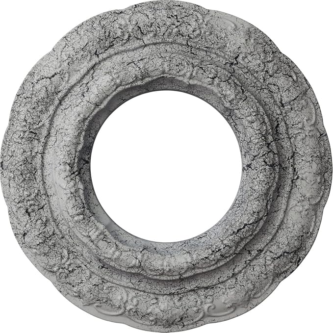 Ekena Millwork CM15LIUWC 15-3/8" x 7" x 1" Lisbon Ceiling Medallion, Ultra Pure White Crackle