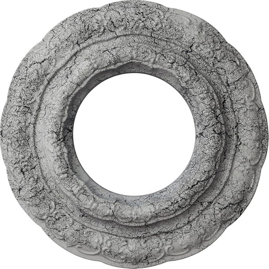 Ekena Millwork CM15LIUWC 15-3/8" x 7" x 1" Lisbon Ceiling Medallion, Ultra Pure White Crackle