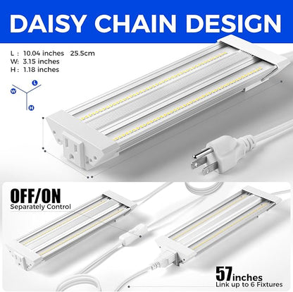 Barrina TX18 1FT LED Grow Light, 72W(4 x 18W, 360W Equivalent), High PPFD, 5000K Full Spectrum, Hanging Grow Light from Seed to Flower with On/Off Switch, Mechanical Timer, Linkable, 4 Packs
