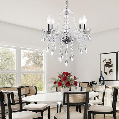 YYSHCHEN Luxury Clear Small Crystal Chandelier,Antique Small Chandelier,Mini Glass Chandeliers for Dining Room,Girls Bedroom,Living Room,Kitchen Island