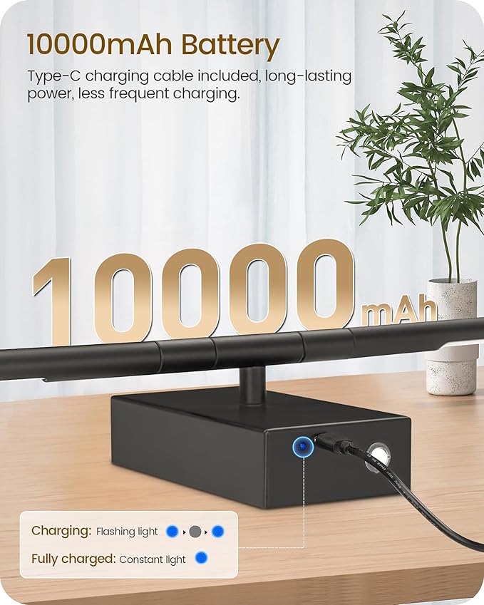 39.4" Wireless Wall Sconces Battery Operated Set of 2, Rechargeable Lamps with Remote, 360° Rotation, 10000mAh, Touch Dimmable Lights for Bedroom, Living Room, Hallway, Black B07YBP205