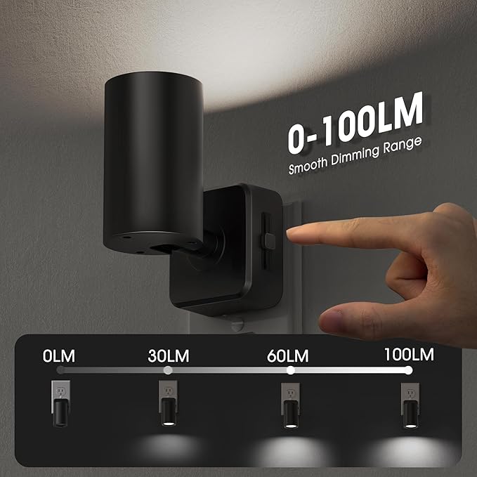 Briignite Night Lights Plug into Wall, 320° Rotating Night Light Plug in, Dusk to Dawn Sensor Dimmable Nightlight, Daylight White, 1W Led Night Light for Bedroom, Spot Light, Kids Room, Stair