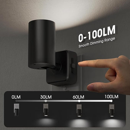 Briignite Night Lights Plug into Wall, 320° Rotating Night Light Plug in, Dusk to Dawn Sensor Dimmable Nightlight, Daylight White, 1W Led Night Light for Bedroom, Spot Light, Kids Room, Stair