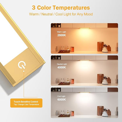 V4light Rechargeable Motion Sensor Under Cabinet Light, Magnetic LED Bar with 1500mAh Battery, Silver Aluminum Cabinet Lighting, Dimmable 3 Color Temperatures for Kitchen, Pantry & Closets (9 in)