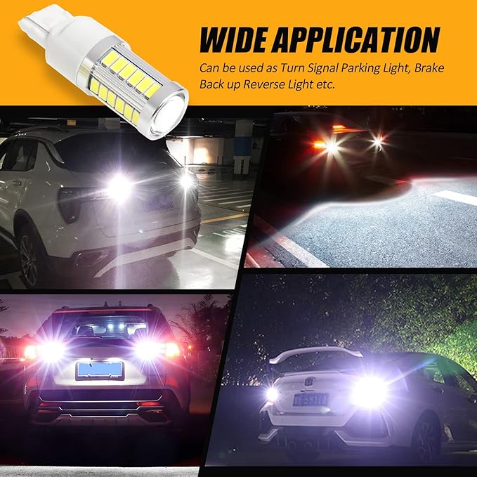 Auxbeam 7440 LED Bulbs, 6500K White, Super Bright W21W 7441 7440A 7440AL Replacement Bulb for Backup Reverse Lights, 3030 33-SMD Chipset, Pack of 2