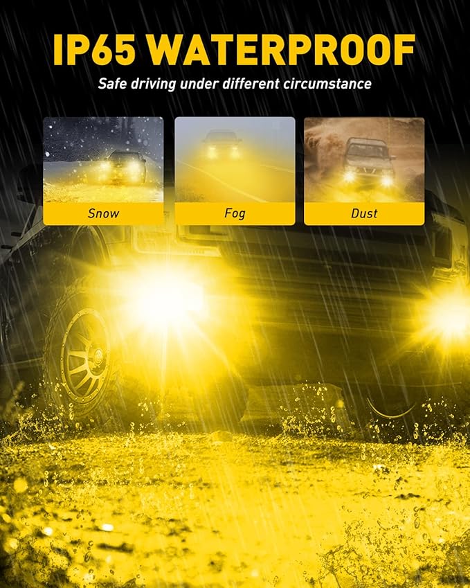 AUXITO 5202 LED Fog Light Bulbs Yellow Amber 3000K, 400% Brighter 6000 Lumens 30W High Power, 5201 PS24W PS19W 9009 12086 Fog Lamps LED DRL Bulbs Replacement for Cars Trucks, Pack of 2
