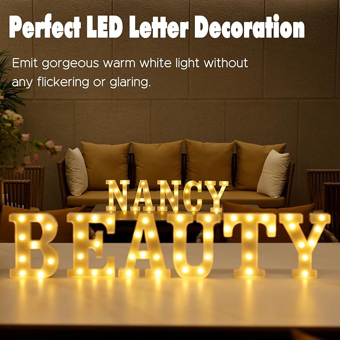 Small Led Marquee Letters, Light Up Letters, 8.58 Inch Led Letter Lights, Battery Powered Lighted Sign for Table, Party, Birthday, Christmas Decor (Letter N)
