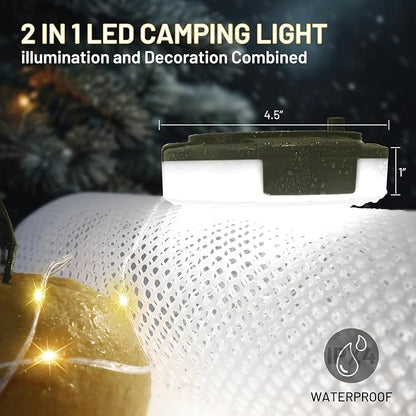 Camping String Lights, 32.8FT 4 in 1 Rechargeable Waterproof Hanging Lamp Portable LED Light for Outdoor Camping Awning Tent Garden Party Yard Festival Decor (10 Lighting Modes)