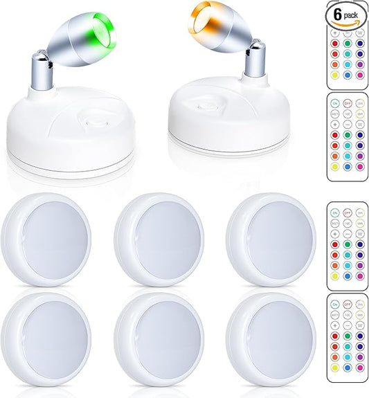 Small Focus Lights Battery Operated Spotlight Indoor for Decoration and Artwork Display and Battery Operated LED Puck Lights with Remote