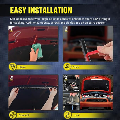 Nilight Under Hood Light Strip 21 LED Waterproof Underhood Work Lights with On/Off Switch Blade Fuse Engine Bay Repair Lamp White 12V for Car Truck SUV