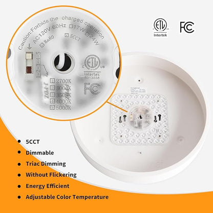 3 Pack White 24W Modern LED Flush Mount Ceiling Light, Close to Ceiling Light Fixture, 2700-5000K Dimmable, Round Ceiling Lamp for Bathroom Kitchen Entry Way Bedroom Laundry Room Hallway