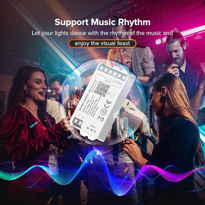 SEZO C05W WiFi Bluetooth RGBCCT LED Strip Controller Group Control Support Tuya Smart Life APP/Voice Control Compatible with LM091 LM096 LM007 LM097 RGBCCT Remote DC12-24V