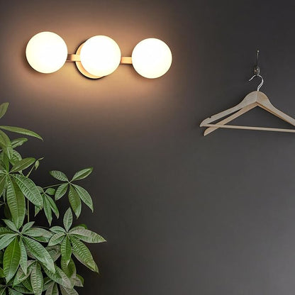 Bathroom Vanity Light Fixtures, Modern 3 Lights Globe Wall Sconce Lighting Brushed Nickel, Porch Wall Mount Light Fixture for Bathroom, Mirror Cabinets Hallway Stairs