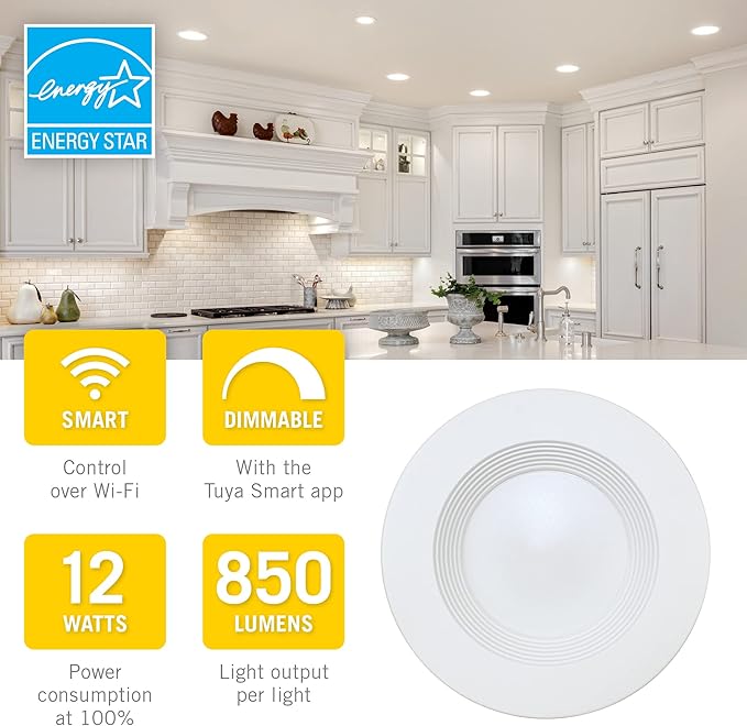 Armacost Lighting Retrofit Trim Smart Recessed RGB+WW LED Downlights for Remodel – 4 Pack