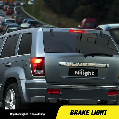 Nilight Third Brake Light Tail High Mount 3rd Stop Lights Red Lens Compatible with Jeep Grand Cherokee 2005 2006 2007 2008 2009 2010 Van SUV Rear Center Cab Lamp