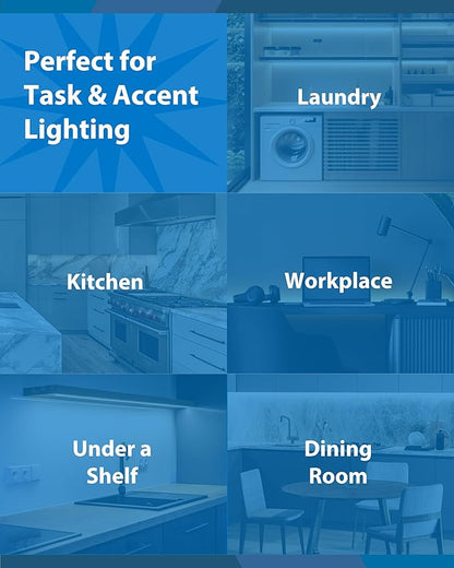 24” LED Direct Wire Under Cabinet Light with On/Off Switch - Dimmable LED Lights for Kitchen - Selectable CCT 2700K-5000K, 612-648 Lumens, 9W - UCB Hardwired Under Cabinet Lighting by NICOR Lighting