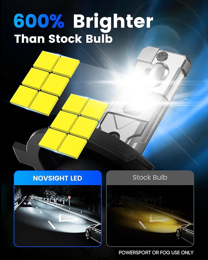 NOVSIGHT H4/HB2/9003 Bulbs Upgraded, 400% Brightness H4 Fog Bulbs, Quick Installation HB2/9003, Pack of 2