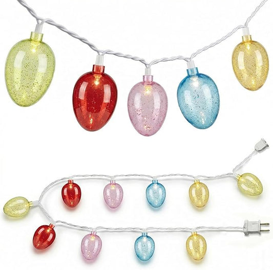 SUNSGNE Easter Egg String Lights, 8.5ft Easter Decorative Lights with 10 Clear Colorful Egg Bulbs for Outdoor Bedroom Party Holiday Home Tree Decoration