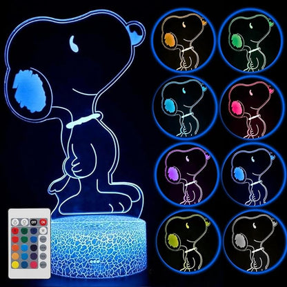 Kids LED Lamp for Bedroom with Remote – 3D Illusion Dog Night Light USB Desk Lamp with ABS Base, Color Changing Night Light 16 Colors Acrylic Panel Soft Glow Table Lamp for Boys Room Décor