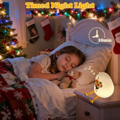 Animal Night Light for Kids, Cute Duck Night Light with Timer, Dimmable Silicone Lamp with 3 Brightness Levels, Rechargeable Nightlight, LED Squishy Bedside Lamp for Boys Girls Toddler (Flower Duck)
