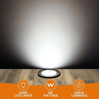 6W LED Landscape Lights, 110V 120V Well Lights IP68 Waterproof 5500k Cool White Outdoor In-Ground Lights for Yard, Garden Patio, Pathway,8 Pack