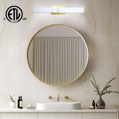 24 Inch Bathroom Vanity Light 2500LM, 5700K Daylight White Modern Bathroom Light Dimmable, AC 120V 25W Gold LED Vanity Lighting Fixtures Wall Sconce ETL Certified, 2Pack