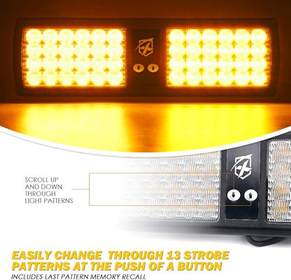 Xprite Amber 48LED Visor Strobe Flashing Lights Interior Windshield Sunshield Hazard Warning Lights for Law Enforcement Emergency Vehicles Trucks