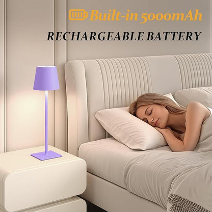 CHLORANTHUS 2 Pack Cordless Table Lamps, 3 Colors Stepless Dimming, 5000mAh Rechargeable Battery LED Desk Lamp for Bedroom/Couple Dinner/Desk/Cafe/Dining Room/Terrace