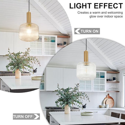 8 Inch Clear Glass Pendant Lights Small Modern Chandelier Pendant Lighting Mid Century Hanging Lights Adjustable Kitchen Island Light for Dining Room Bedroom Hallway