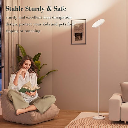 OHLUX Floor Lamps for Living Room, Bright LED Standing Lamp with Remote, Modern Color Changing Tall Lamp with Stepless Dimming, 69" Corner Floor Lamp for Bedroom, Office, White