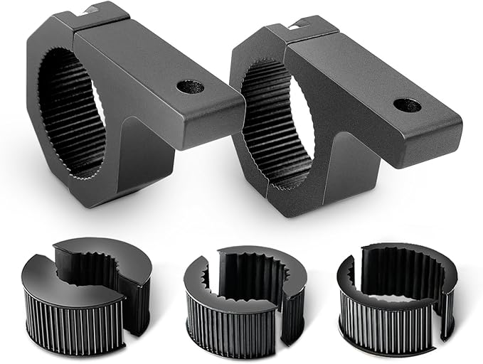 Nilight 90020B 2 Pack Mounting Bracket Kit LED Off Road Light Horizontal Bar Tube Clamp Roof Roll Cage Holder, 2 Years Warranty,Black