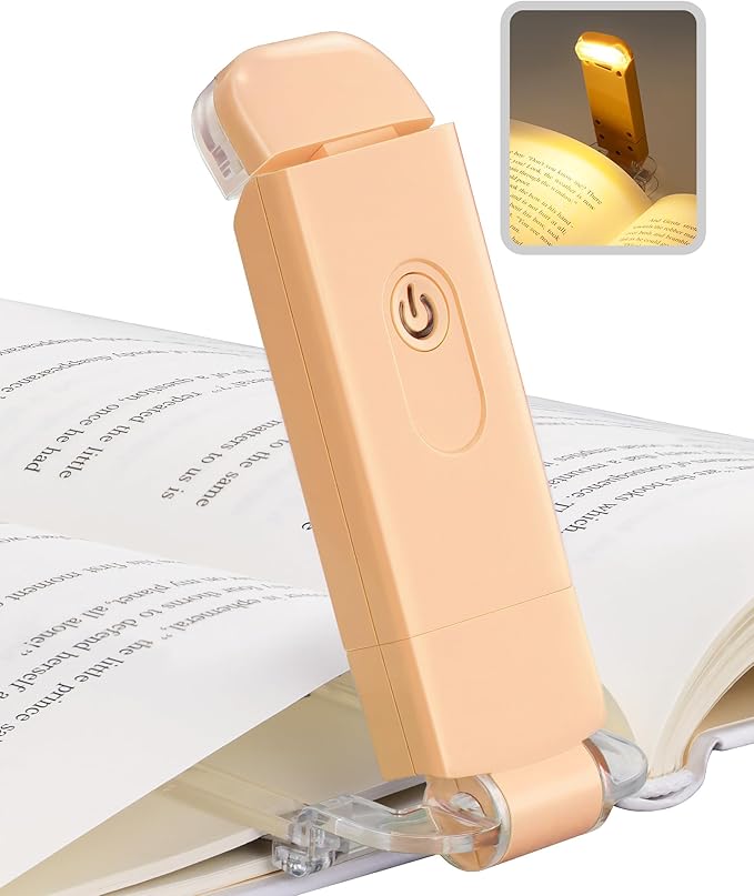 DEWENWILS USB Rechargeable Book Reading Light, LED Clip on Booklight Flexible Reading Lights in Bed, Car at Night, Warm White, Brightness Adjustable, Perfect for Bookworms, Kids (Peach Fuzz)
