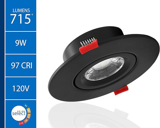 DGC 4-inch Black Selectable Canless Adjustable Gimbal LED Recessed Downlight (DGC43120SRDBK)