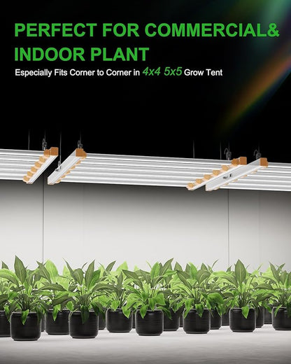 720W LED Grow Light, 2.7μmol/J Full Spectrum Grow Lamp, 360° Uniform Irradiation, Interchangeable Bars, Dual Dimming, Fanless Cooling for 4x4 5x5 ft Indoor Plants