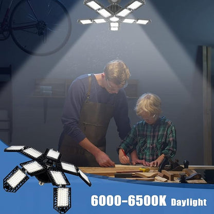 Aoretic LED Garage Lights Bulb 10+1 Panels 2 Pack -200W, 20000LM 6500K Led Shop Light with 6+1 Deformable Panels, Ceiling Lights for Basement Barn Light Garage